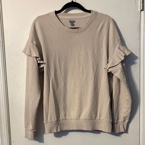 Aerie Cream Ruffle Sleeve Sweatshirt